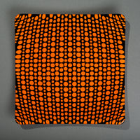 Sandcarved bright orange and black glass circle party plate.