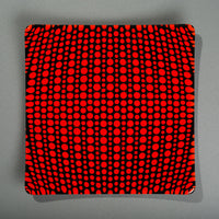 Sandcarved red and black glass circle party plate.